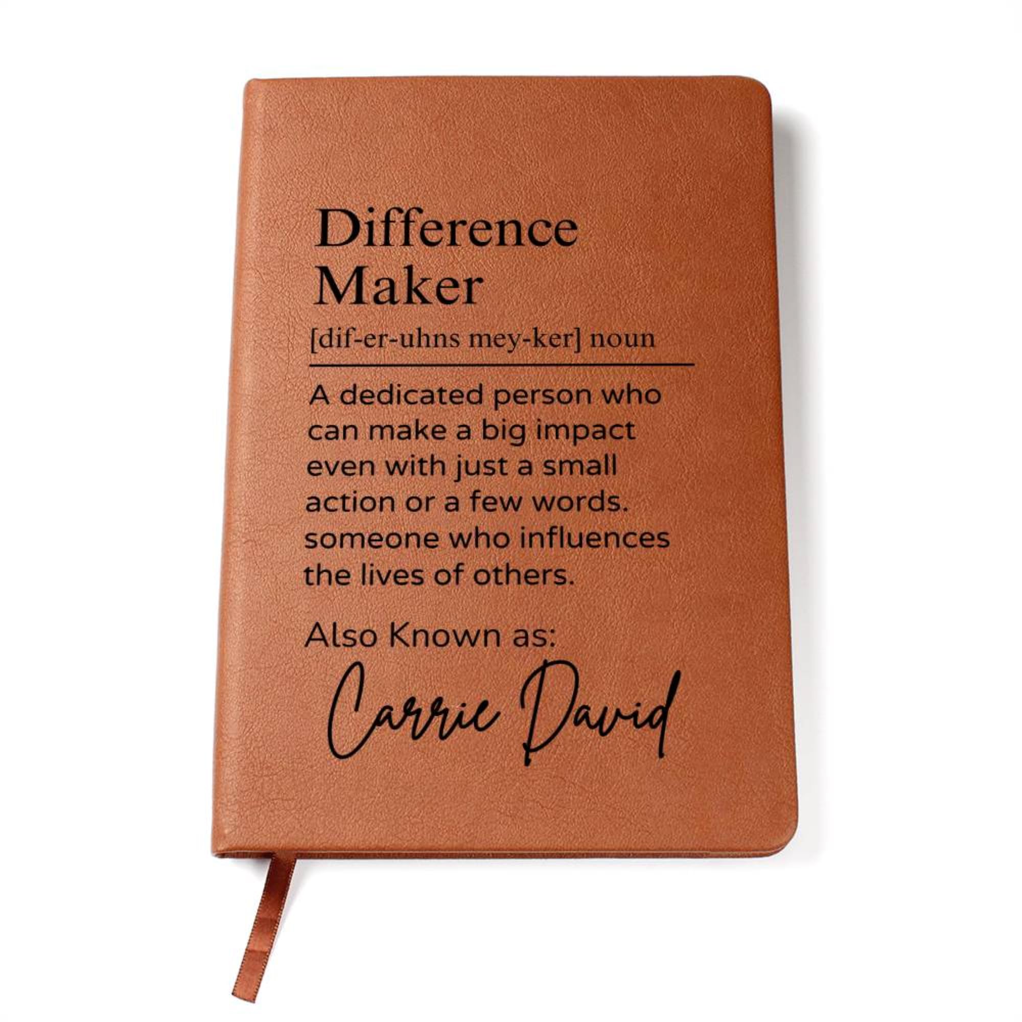 Hilis JewelryHilis Personalized Difference Maker Journal, Retirement Gifts for Women or Men, A5 Vegan Leather Lined Notebook, Thank You Appreciation Gift for Social Worker Coworker Boss Mentor Teacher D02