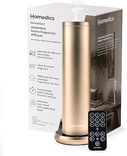 Homedics SereneScent Waterless Home Fragrance Diffuser, Use with Homedics SereneScent Oil (Sold Separately), Patented Air Diffusion Technology, Clean & Natural Fragrance, Enhances Mood, Champagne