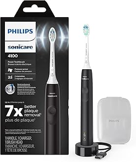 Philips Sonicare 4100 Power Toothbrush, Black, Plus Brush Head Case