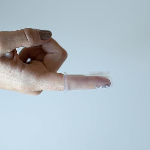 Miniatura 10 de Dr Browns Kit de cepillo de dientes de silicona para bebés dos cepillos para dedos estuche de almacenamiento de viaje y pasta de dientes para bebés