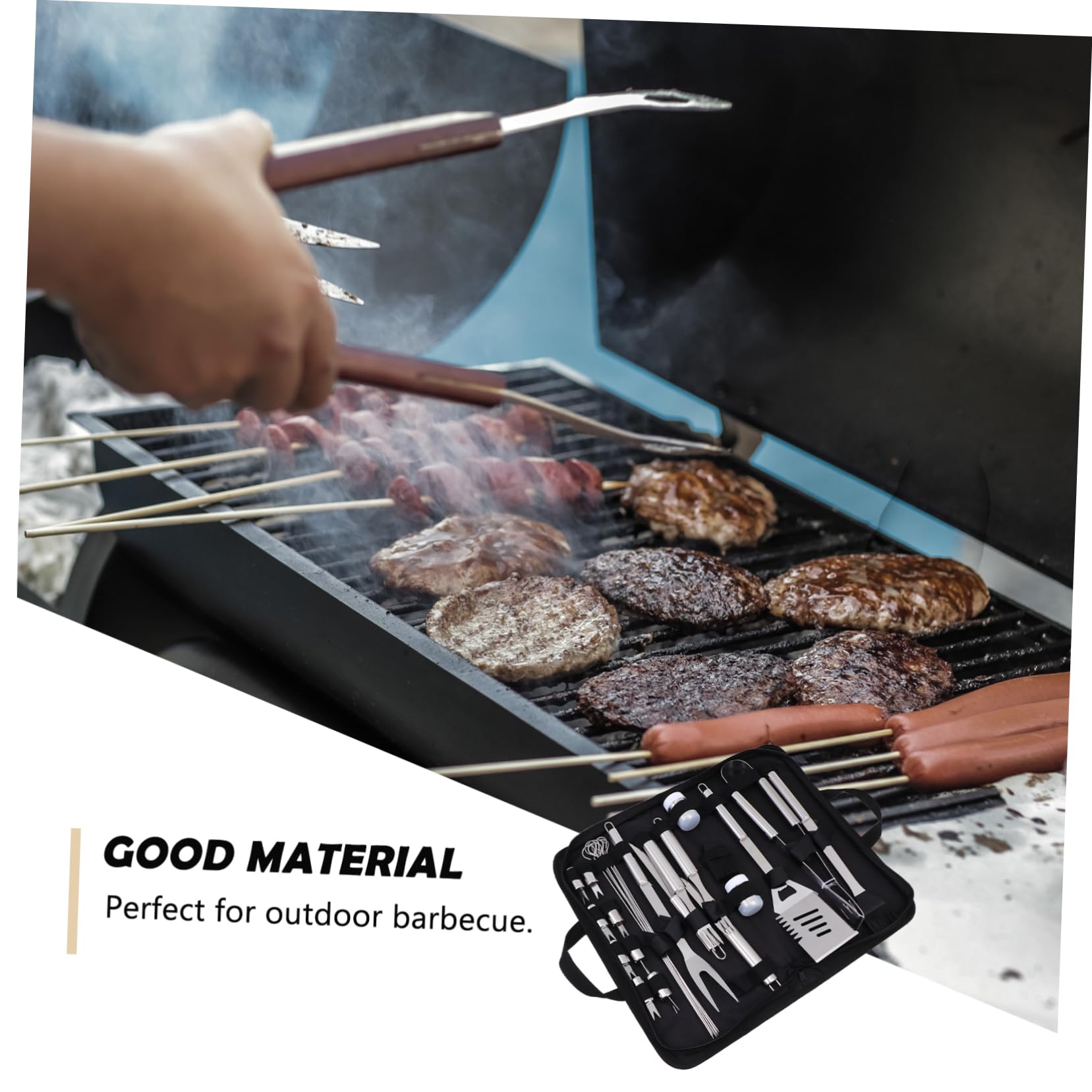 Toyvian Barbecue Strumenti in Acciaio Inox Per Esterni Nero Kit Utensili Bbq Accessori Grigliata Portatile Per Campeggio Festa