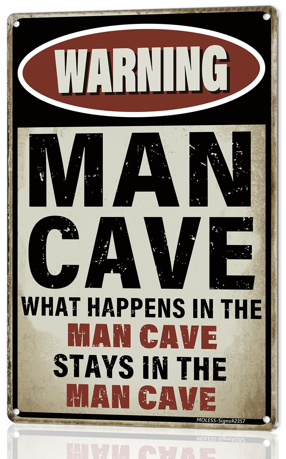 'What Happens Here, Stays Here!' Funny Man Cave Decor for Men | 12x8″ Durable Vintage Metal Man Cave Signs Wall Decorations for Basement/Garage/Mancave, 2357