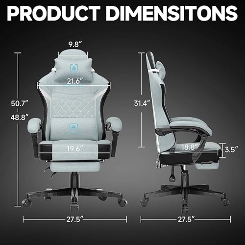 Miniatura 3 de GTPLAYER Silla para videojuegos, silla de oficina de tela para computadora con cojín de resorte de bolsillo, ergonómica para oficina y juegos, silla