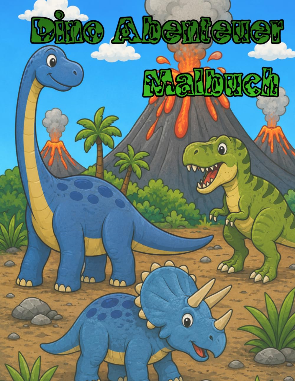 Dino Vulkan Abenteuer: Großes Dinosaurier Malbuch für Kinder ab 4 Jahren
