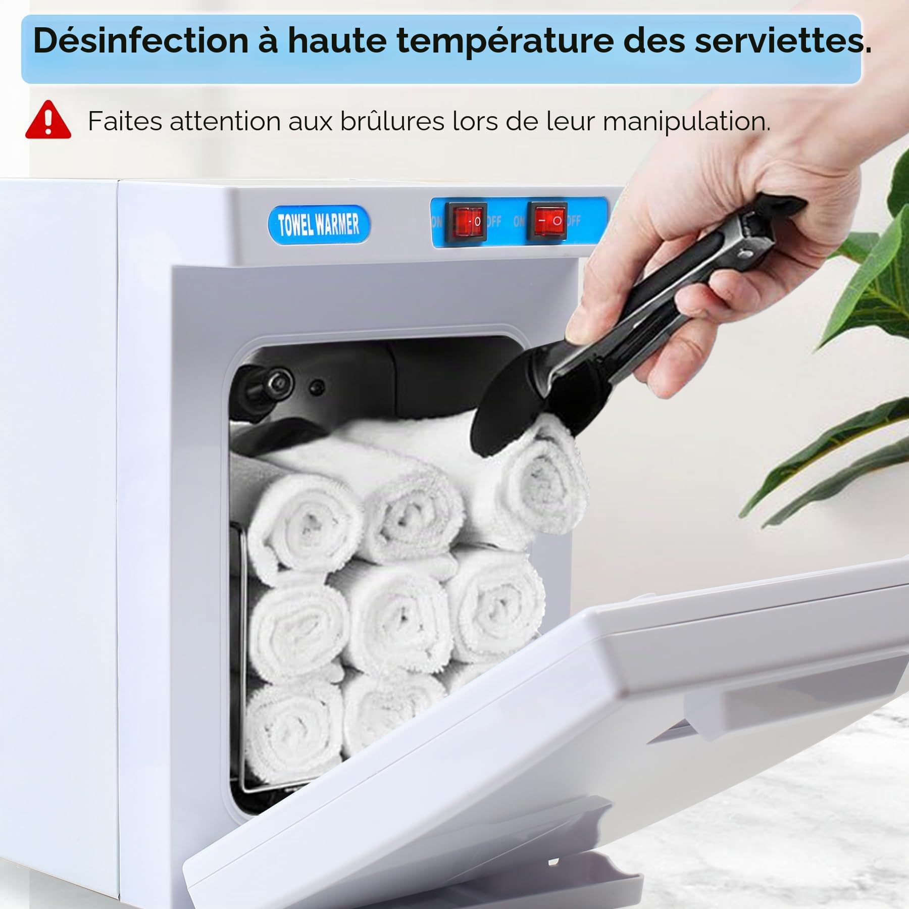 Chauffe-Serviettes, Professionnel Sèche-Serviettes 176 °F, 5L Vitesse de Chauffage extrêmement Rapide jusqu'à 360 °C, Stérilisateur Chauffe Serviette Esthetique Spa de Grande Capacité