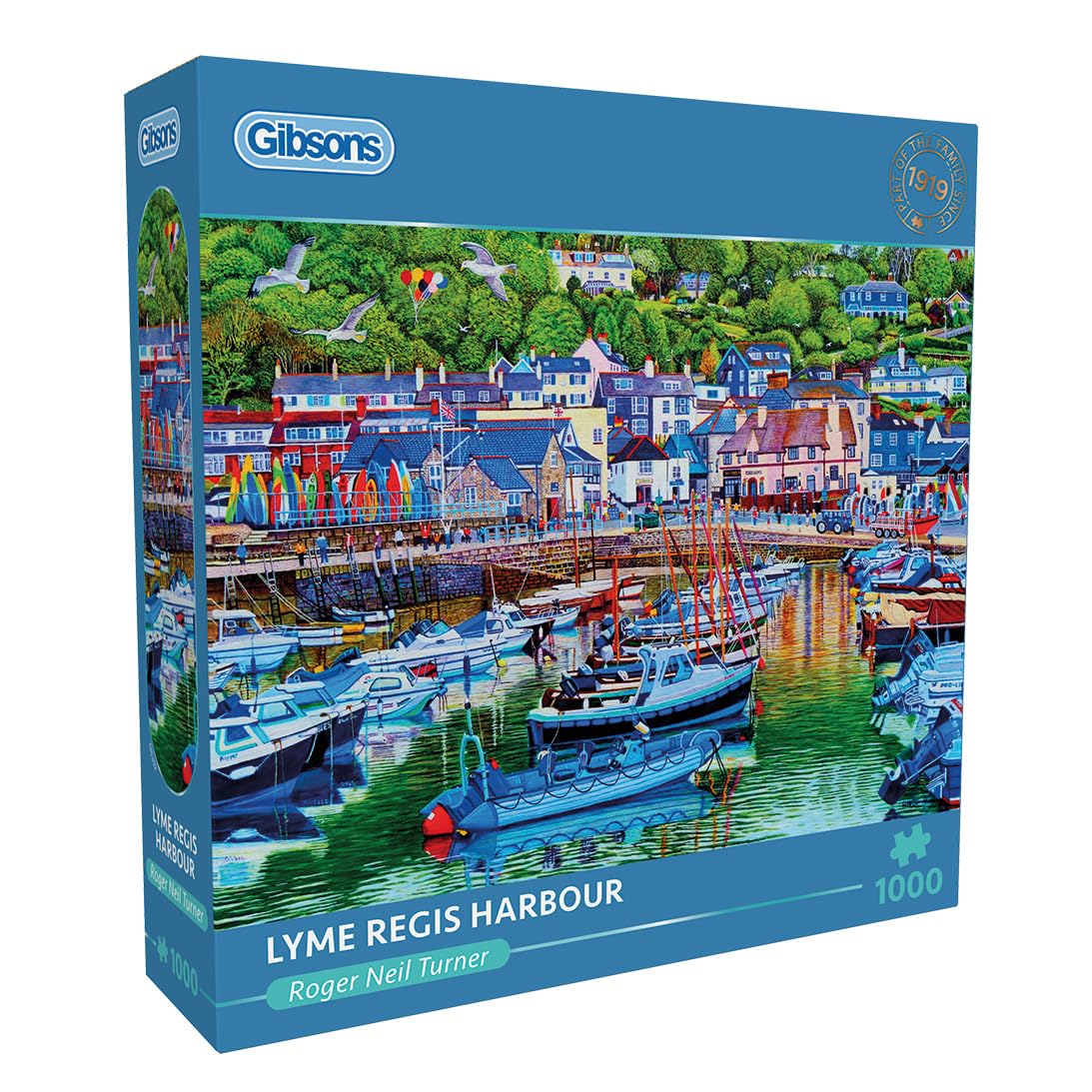 Gibsons Lyme Regis Harbour 1000 Piece Jigsaw Puzzle for Adults - Boats & British Costal Arwork by Roger Turner - Premium Sustainable Puzzle Made in the UK/EU - Great Gift — image 1