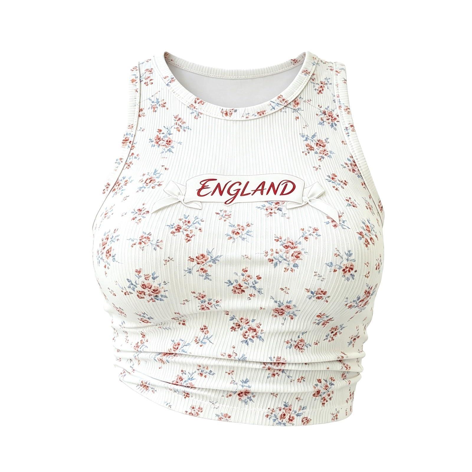 Crop Tops for Women 2026 England Football Shirt Team Graphic Sleeveless Racerback Ribbed Cropped Tank Top Casual Wear Perfect Present for Football Lovers Match Day Outdoor Gatherings S-XXL โ image 1