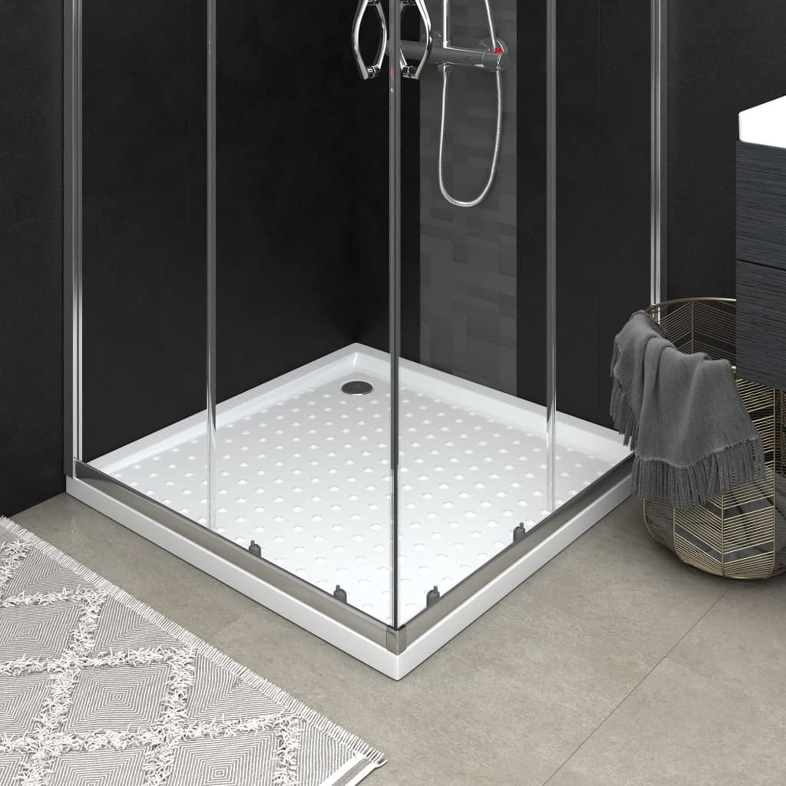ARKEM Plato de Ducha con Puntos ABS Blanco 80x80x4 cm Mamparas De Ducha Plato Rectangular