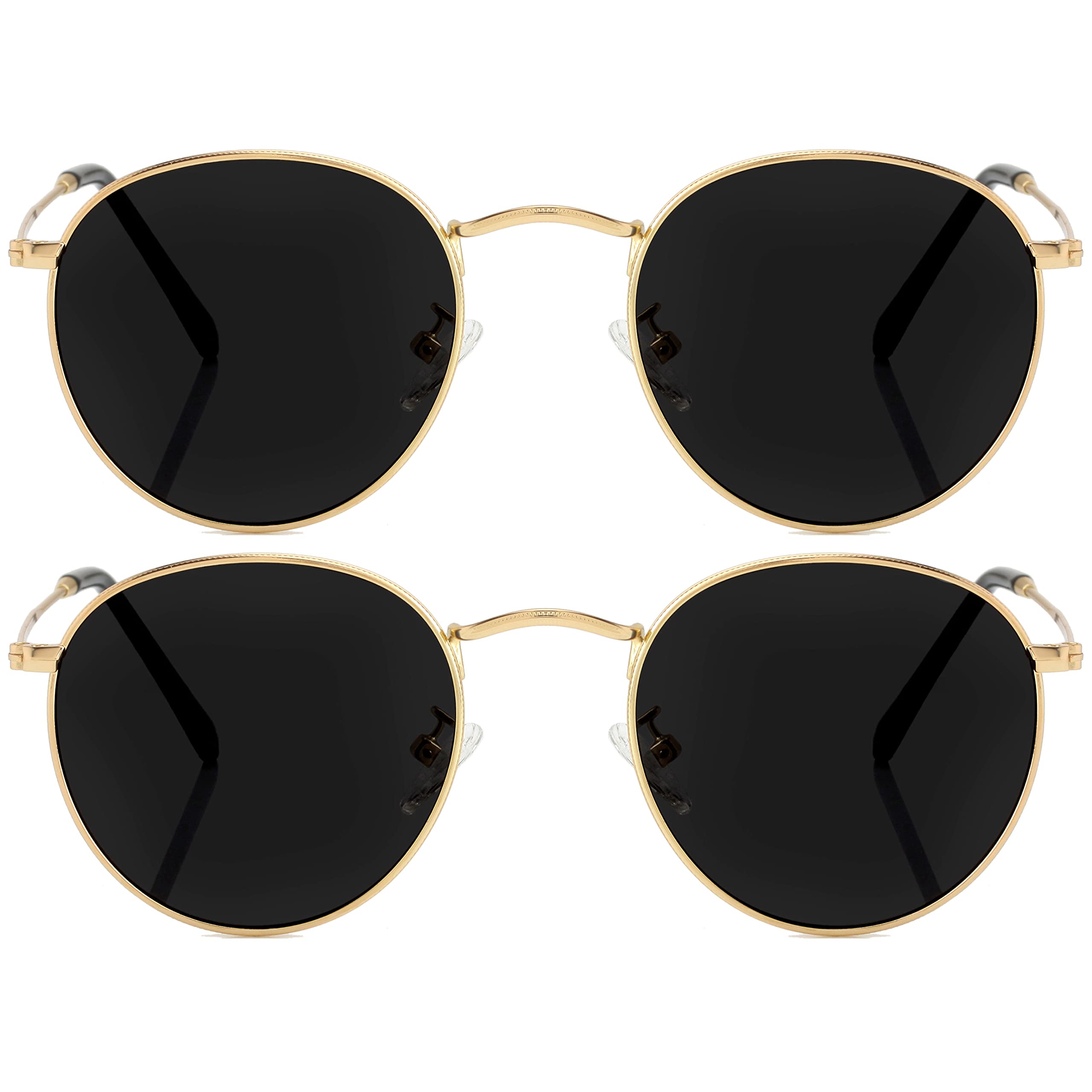 Kursan Small Round Metal Polarized Sunglasses for Men Women Mirrored Lens Classic Circle Sun Glasses