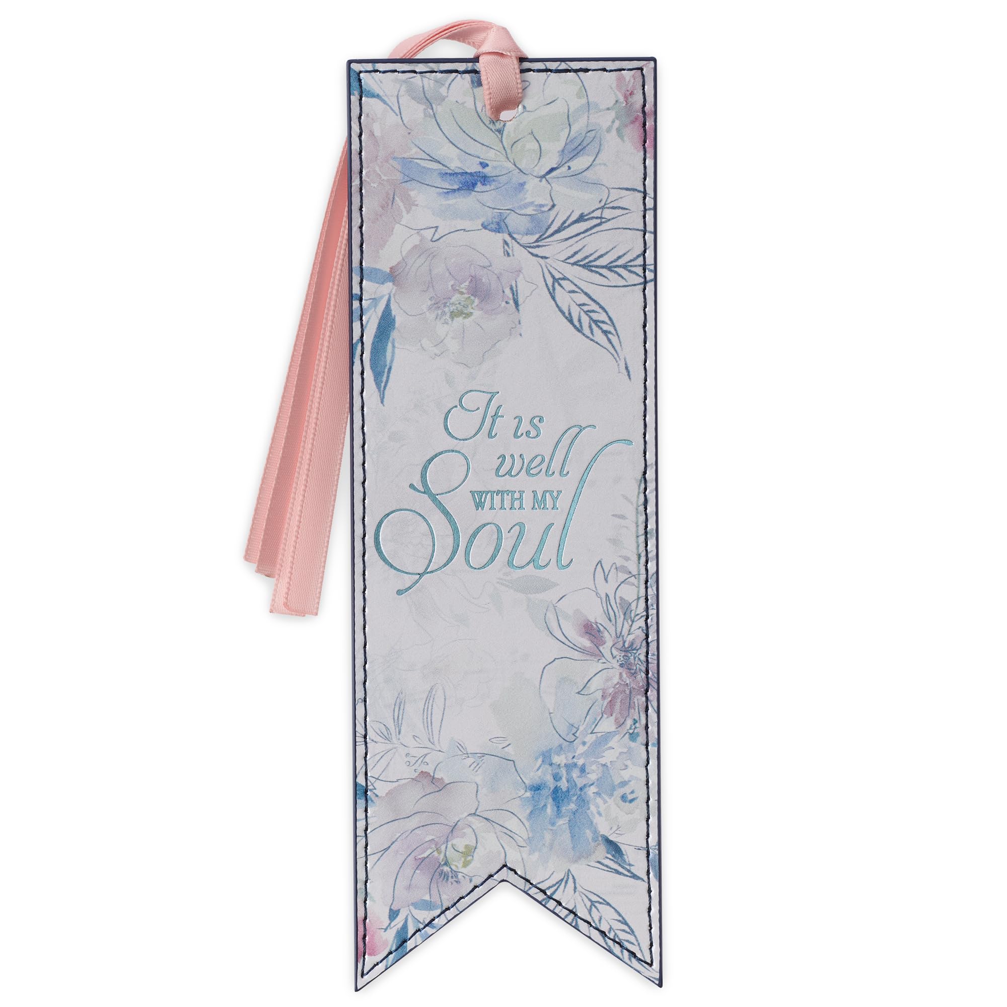 Christian Art Gifts Segnalibro In Ecopelle Con Scritta "It Is Well With My Soul Hymn", Rosa Morbido E Floreale-image