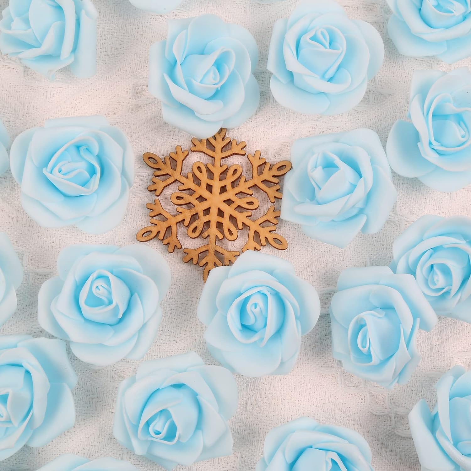 Rose Flower Heads,200Pcs Artificial Rose Flower Heads for Crafts 1.97in Light Blue Roses Artificial Flowers for DIY Wedding Centerpieces Arrangements Home Decorations(Light Blue) - Image 3
