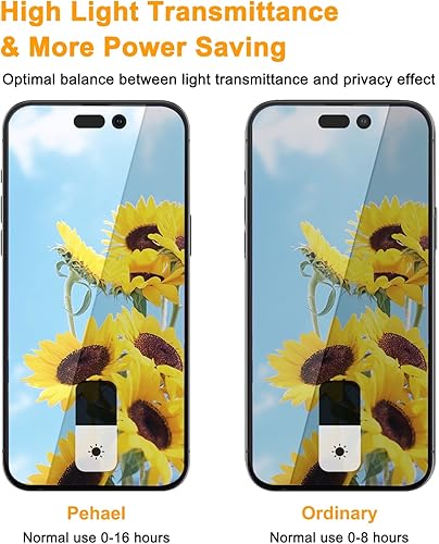 Miniatura 37 de PEHAEL Paquete de 2+2 protectores de pantalla de privacidad para iPhone 13 Pro con protector de lente de cámara, cobertura completa, película
