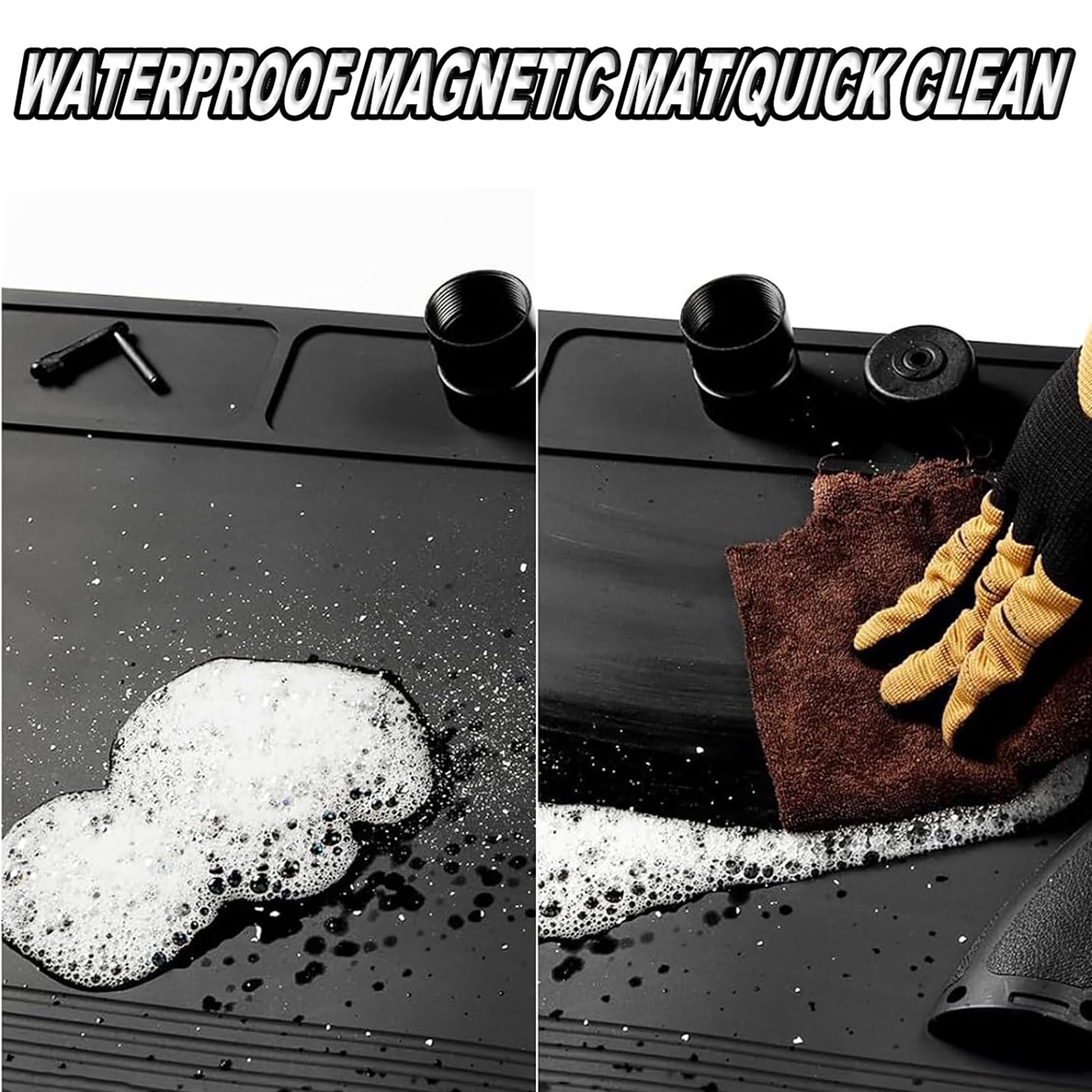 Waffenreinigungsmatte, Gewehrpistolen-Waffenmatte mit magnetischen Punkten, rutschfeste, ölbeständige Gummimatte, Reparatur-Werkbankmatte, magnetische Werkzeug-Reinigungsmatte, rutschfestes Design(Bro
