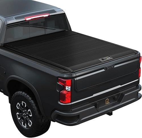 Miniatura 1 de ONINE Cubierta rígida retráctil Tonneau para Chevy SilveradoGMC Sierra 1500 2019-2024 de 5.8 pies (69.9 pulgadas), aluminio negro mate, compatible