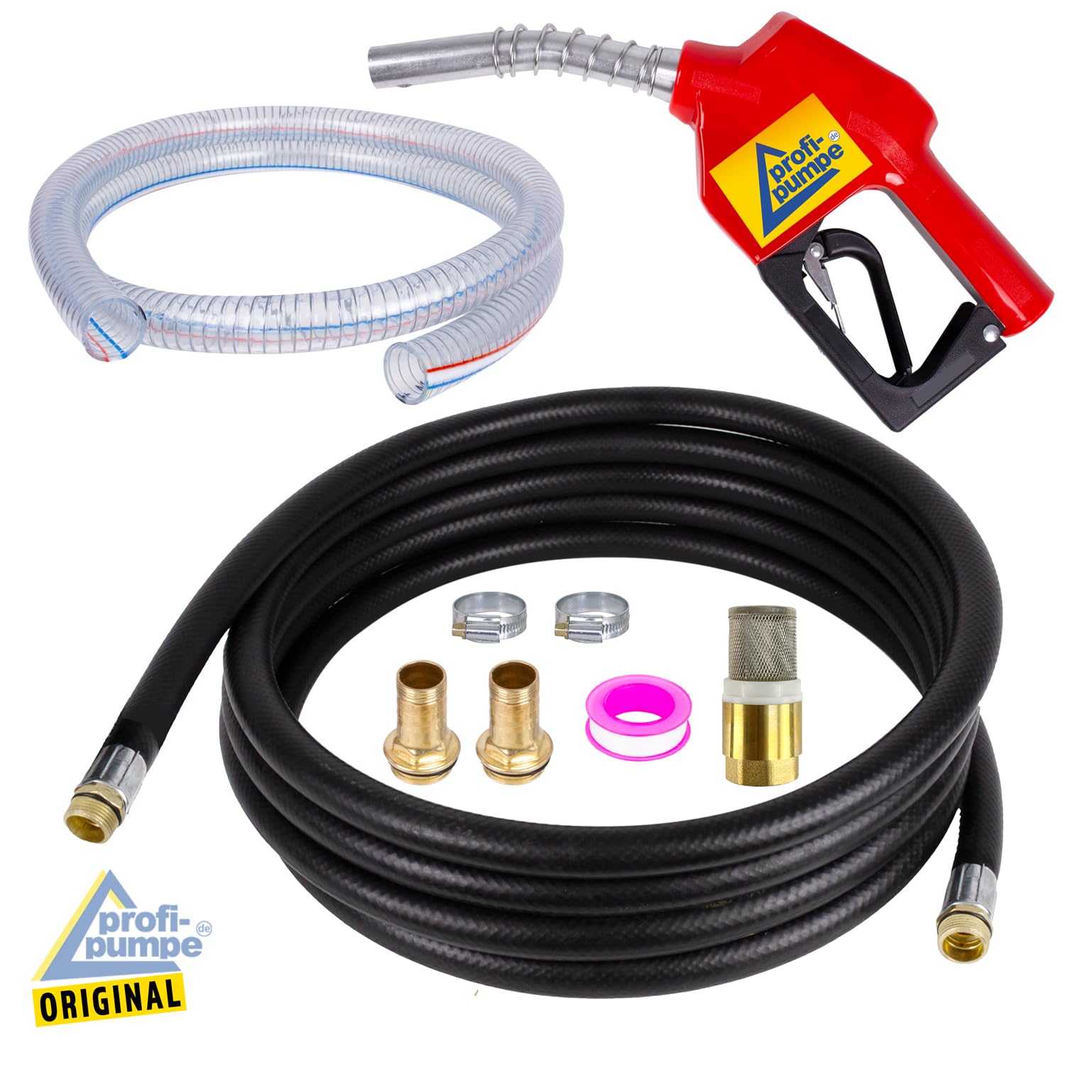 Profi-Pumpe® Kit Bomba de Gasoil 230V Diesel EXELENZ-2 | Caudal 60L/min (3600 l/h) | Motor 550W Potente y Autocebante | Set Completo con Pistola Automática, Contador Digital y Mangueras