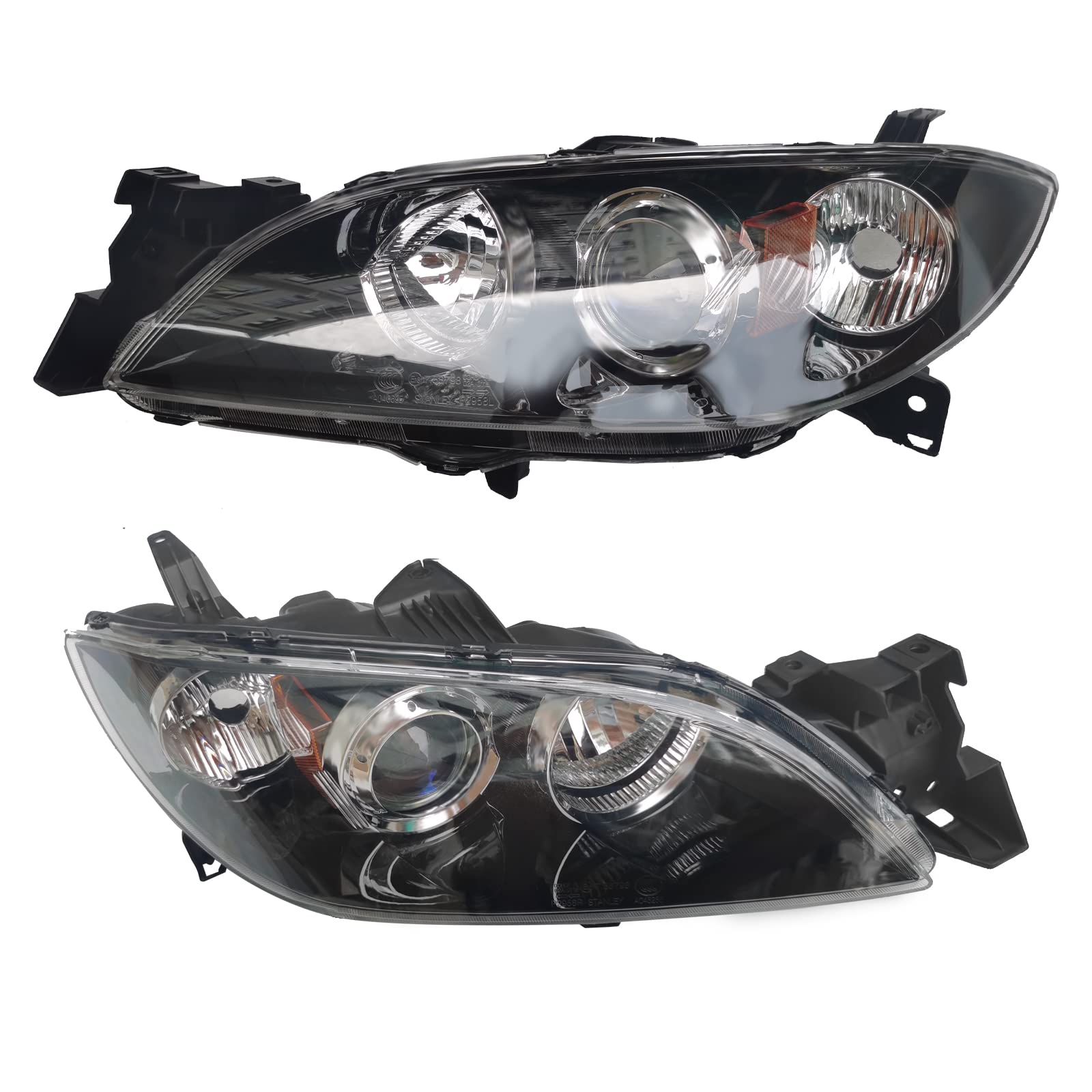 NOWMORE Halogen Headlights Assembly for Mazda 3 Sedan 2004-2009,Passenger and Driver Side Headlights OE Headlamp Replacement Front Headlight (