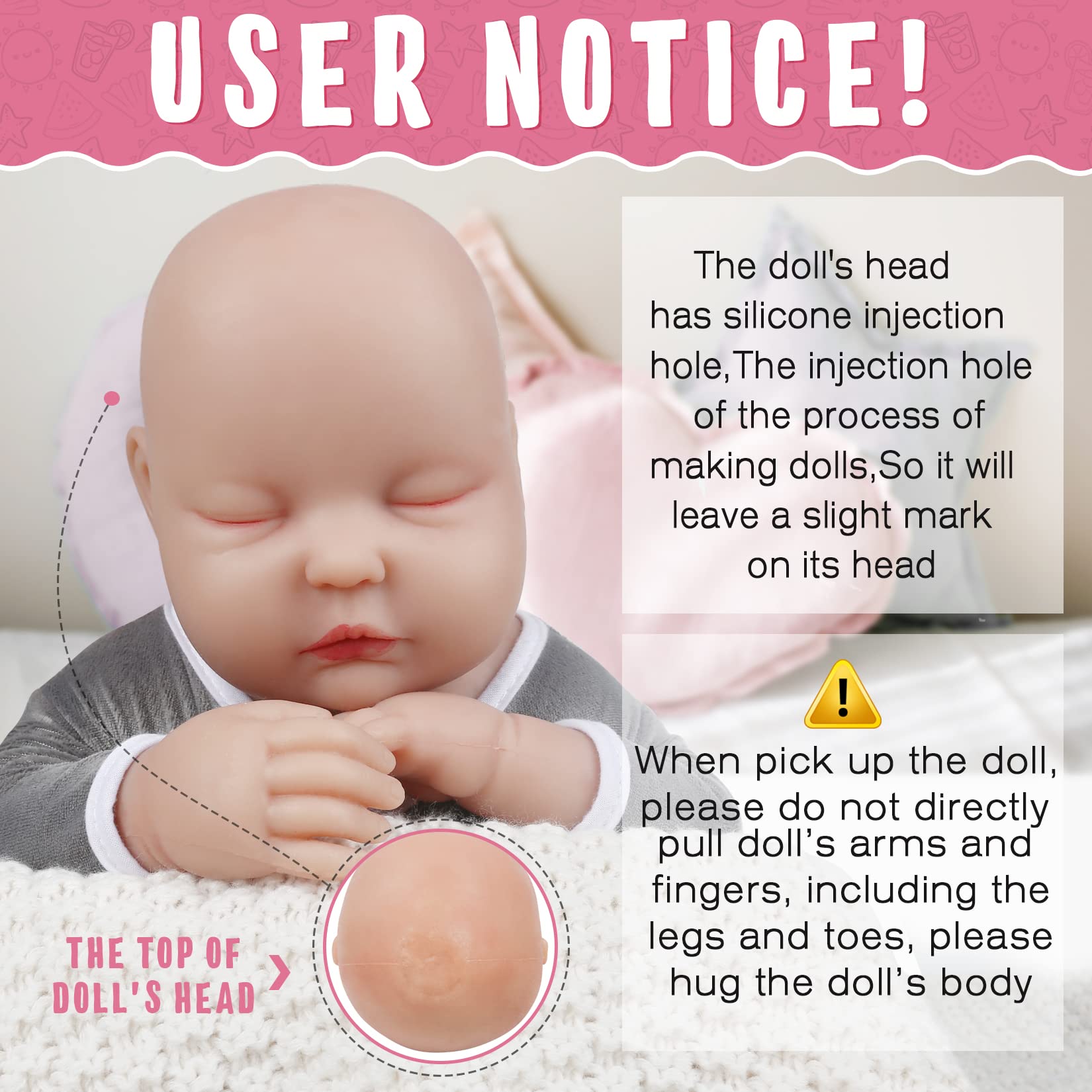 Buy Vollence 18 inch Sleeping Full Body Silicone Baby Dolls, Not Vinyl