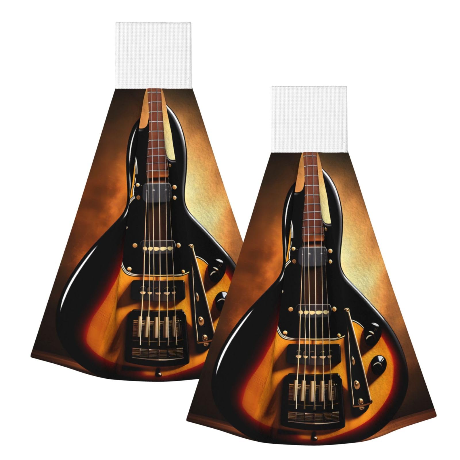 WUPngg Instrumental Guitar Bathroom Tie Towels/Dish Cloth,Kitchen Hanging Towel, Coral Fleece Dry Cleaning Hand Dishcloths One Size