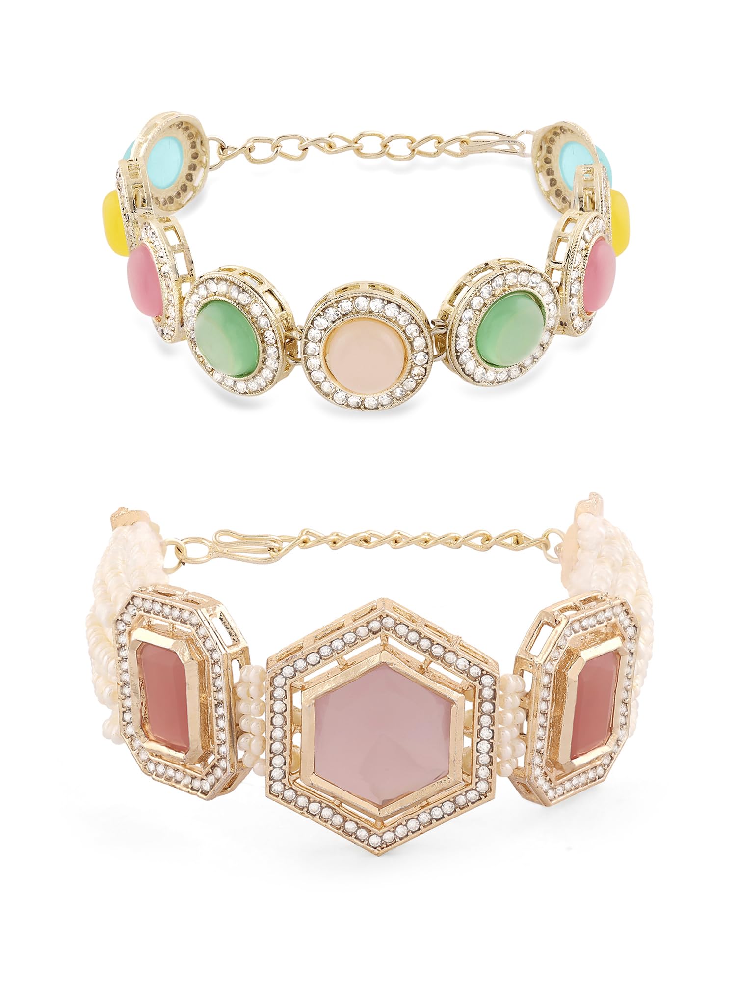 ZAVERI PEARLS Set Of 2 Multi-Colour Multistrand Austrian Diamonds & Stones Ethnic Bracelet For Women-ZPFK16851 (B0CLJJ8SZ2) Amazon Price History, Amazon Price Tracker