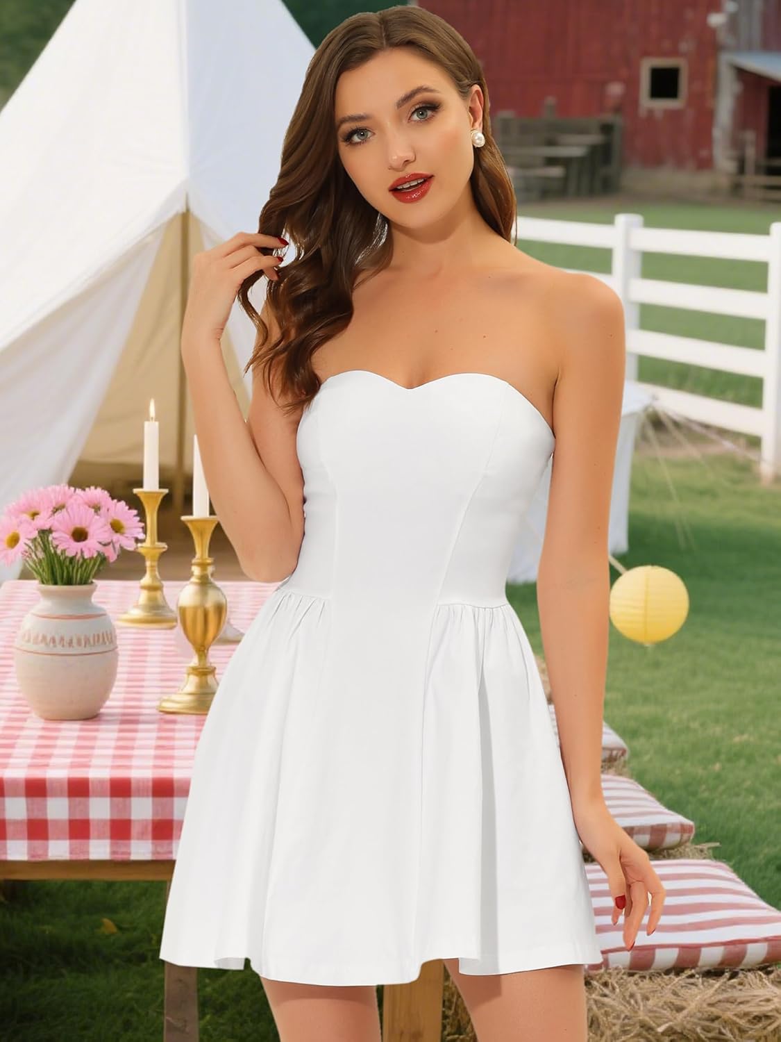Allegra K Women's Sexy Tube Strapless Dress Sweetheart Neckline Off Shoulder 2026 Cocktail Party Mini Short Dresses