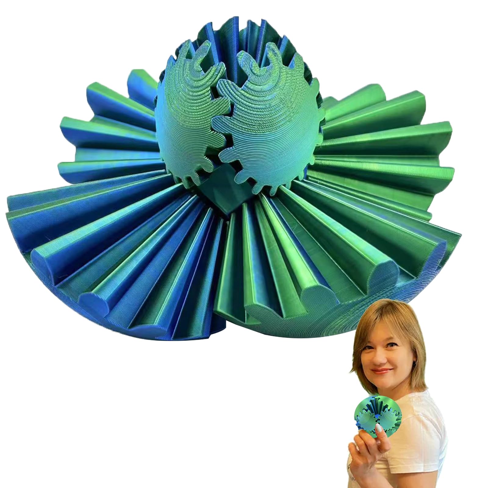 3D Printed Gear Sphere Fidget Toy - 8CM Portable Gear Ball, Steampunk Whirling Wonder Fidget Gearsphere, Torque Ball Turning Toys, Stress Relief Toys for kids Adults Home Travel Anxiety ADHD