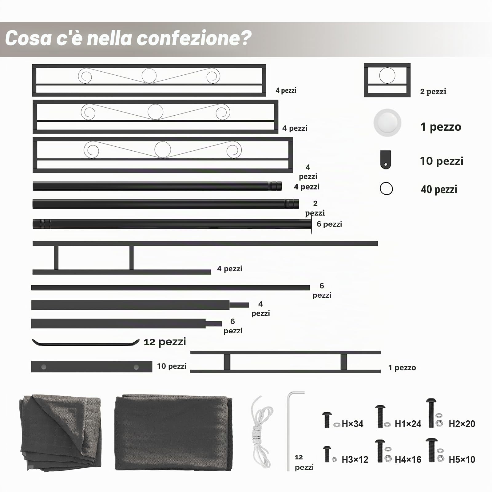 Devoke Gazebo da Giardino 3x4,Telo Gazebos 3x4 Impermeabile,Gazebo Esterno Resistente,Telaio in Metallo, Gazebos,Grigio