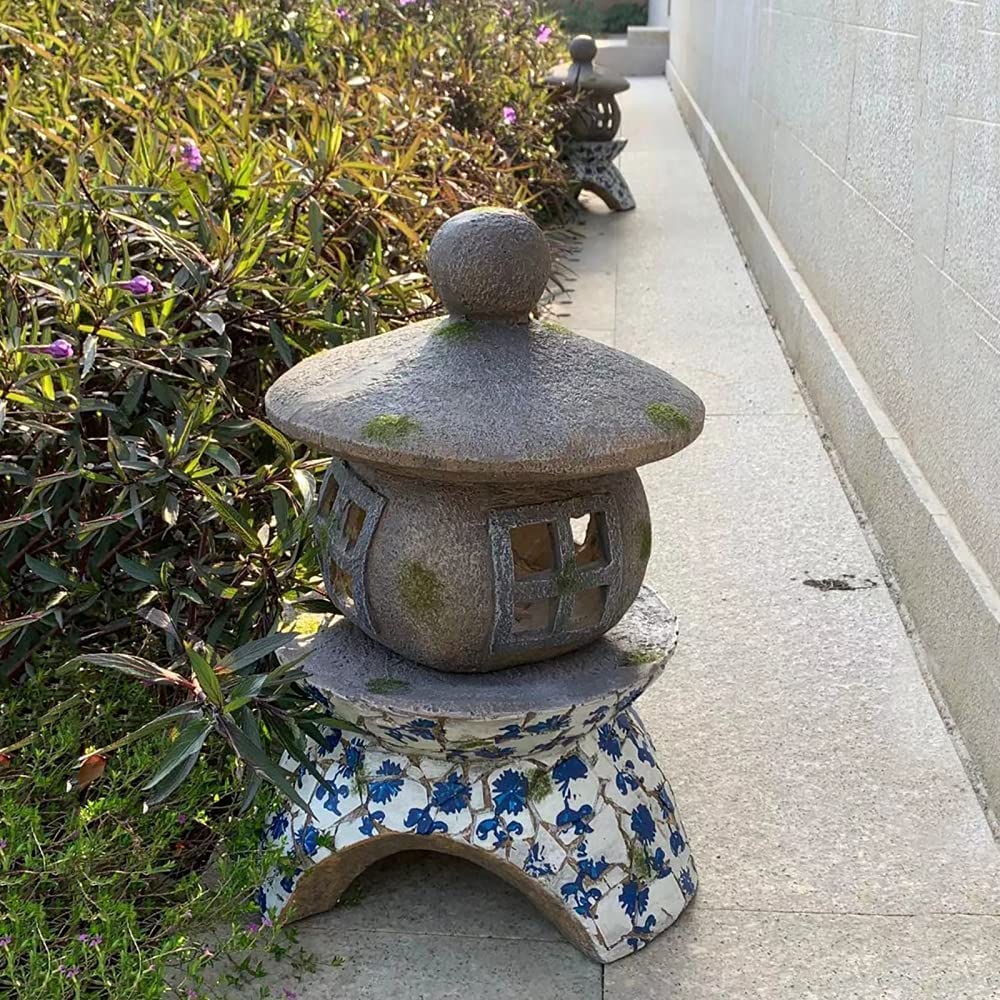 Statua di Buddha,Giardino Solare Pagoda Torre Serena Lanterna Ornamento Orientale Statua all'aperto Scultura in Resina Decor Regalo