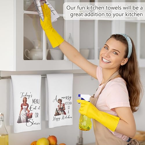 Miniatura 5 de Peryiter 6 paños de cocina divertidos de 16 x 24 pulgadas, barra de microfibra, absorbente, divertidos, con frases humorísticas, divertidos regalos