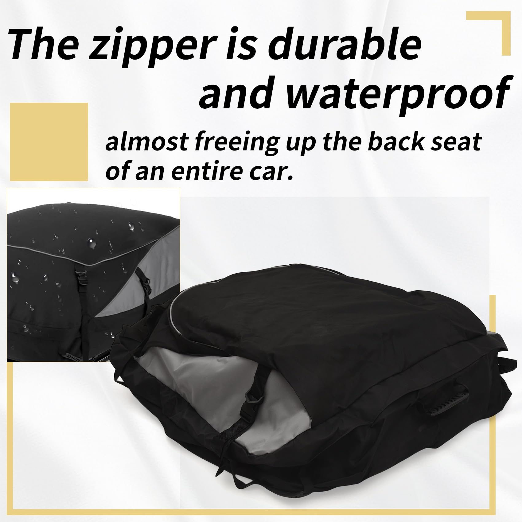 Bolsa de Techo de Coche y Soporte de Carga en la Azotea 15 Pies CúBicos Bolsa de Trabajo Pesado Bolsa de Almacenamiento Impermeable para Techo de Coche Bolsa Universal