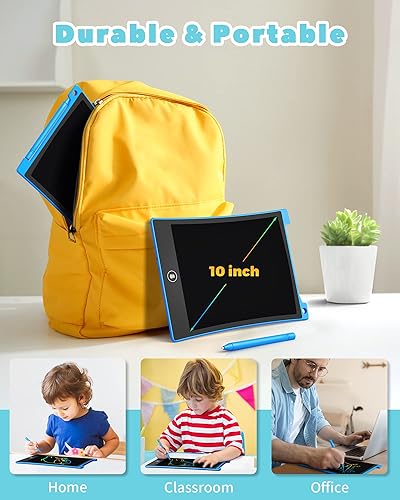 Miniatura 2 de Derabika - Tablet para dibujar y escribir con pantalla LCD colorida de 10 pulgadas borrable para regalo de cumpleaños de niños de 3 a 7 años de edad