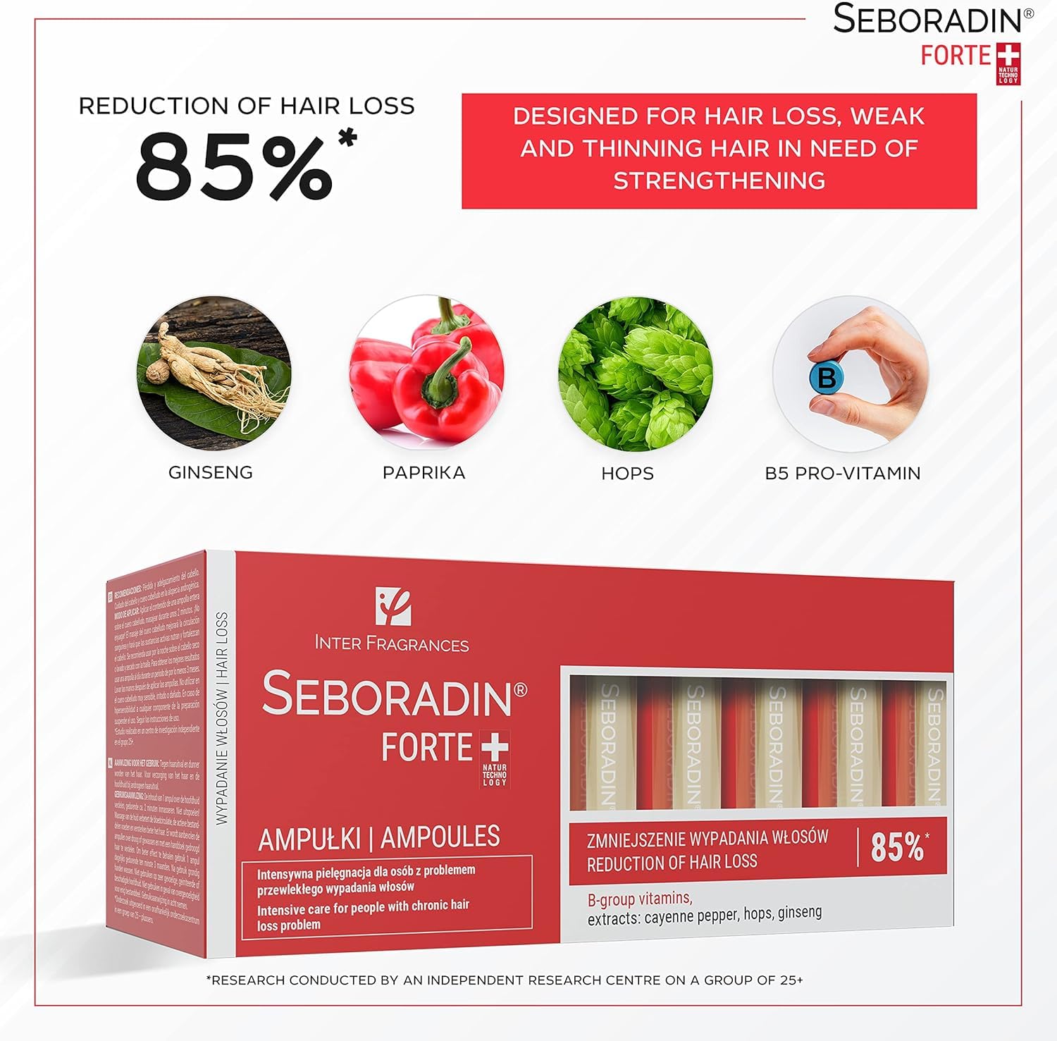 Seboradin Ampullen Gegen Haarausfall Haarverlust Haarverdünnung Haarwachstum Serum Für Frauen Männer Vitamine Natürliche Extrakte Haar Kopfhaut Pflege Haarserum Haarpflege 14 x 5,5 ml Forte
