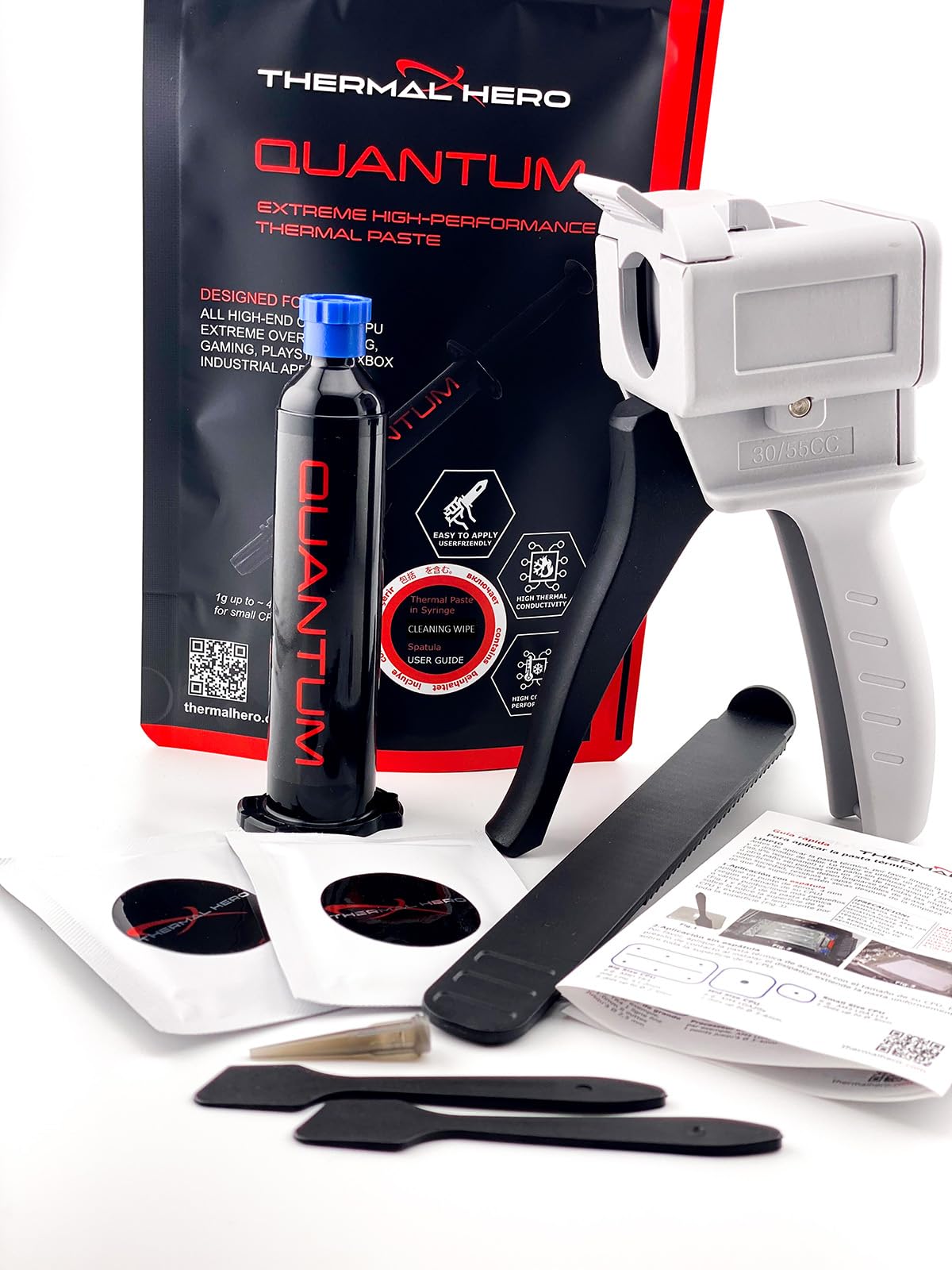 Quantum Pâte thermique 25 g avec pistolet doseur – Pâte thermique de qualité supérieure pour processeur, GPU, jeu et station de travail