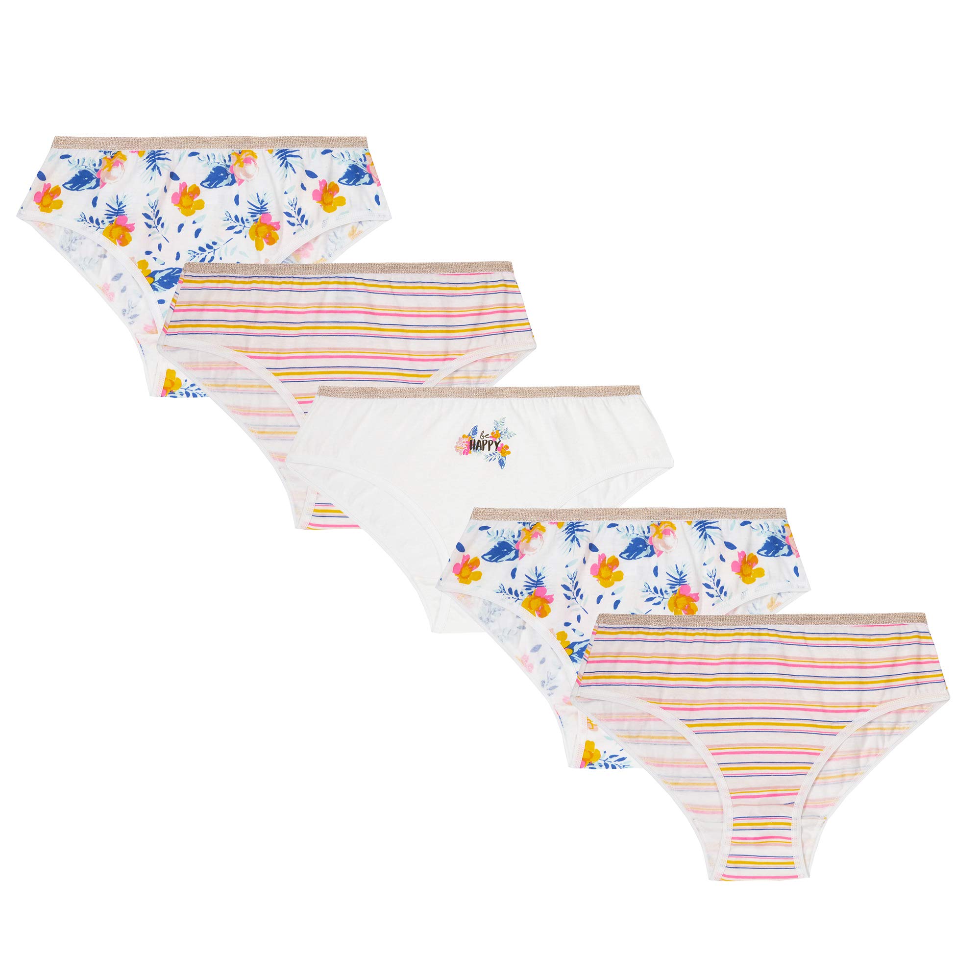 Lora Dora Girls Briefs Stripe Flower 2-3 Years x 5 Pairs