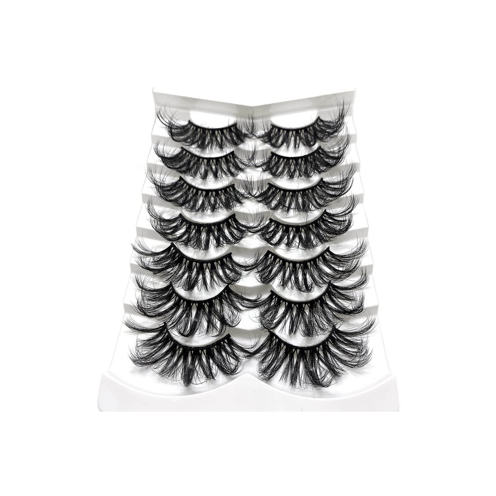 7 Pairs False Eyelashes 3D Faux Mink Lashes Natural Look Cat Eye Handmade Wispy Long Thick Fluffy Fake