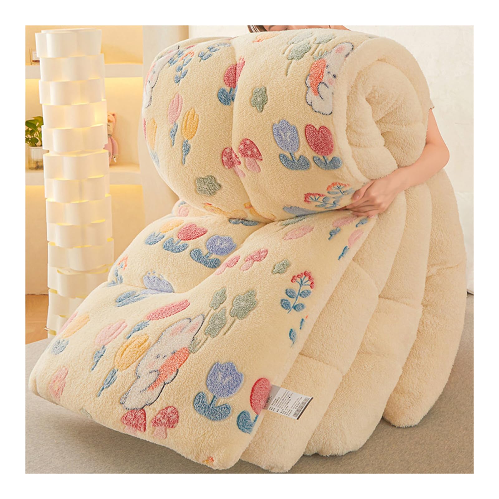 Edredón de invierno de terciopelo de cordero gris 200x230 cm mimoso manto térmico de 5kg