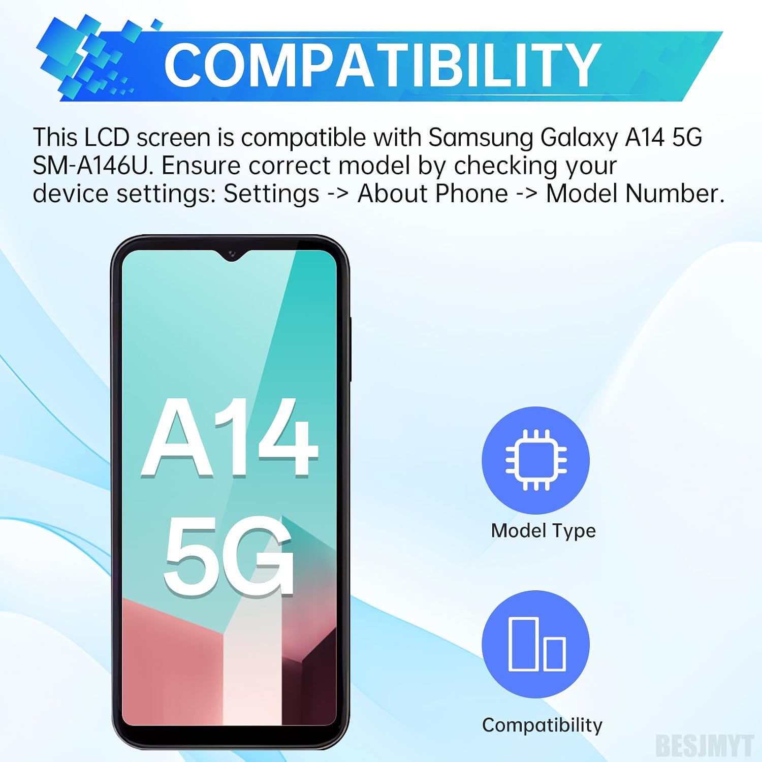 for Samsung Galaxy A14 5G Screen Replacement with Frame - LCD Display Touch Digitizer Full Assembly Fix Glass with Repair Tools Kit SM-A146U