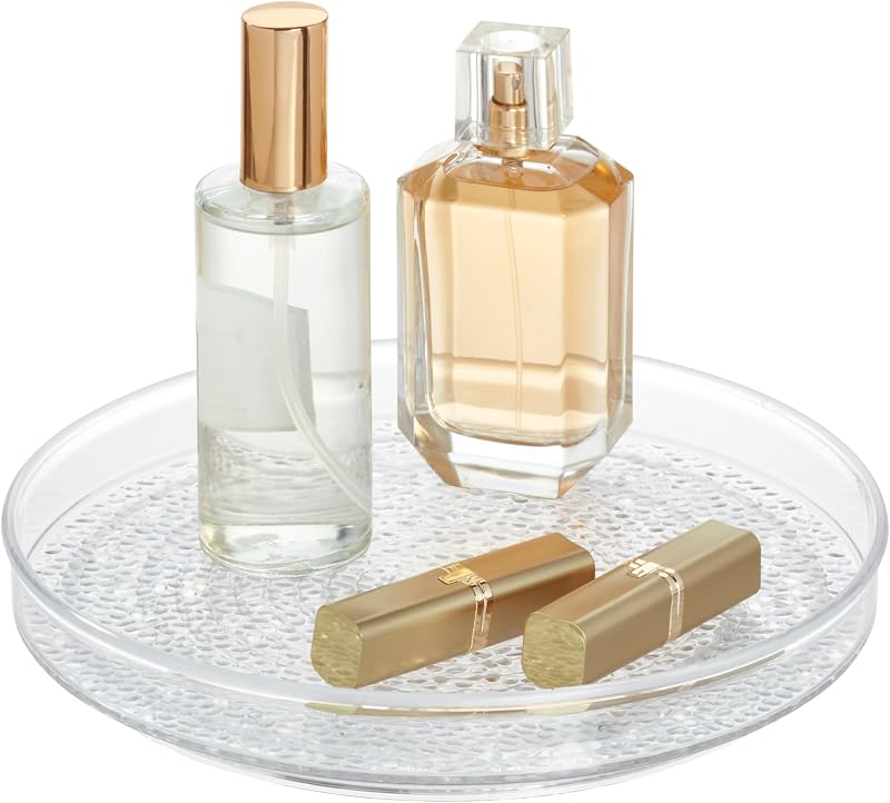 iDesign The Rain Collection Lazy Susan Turntable Organizer, 9" x 9" x 1.5", Clear | Clear, 1.5" Height