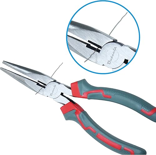 Miniatura 5 de Alicates de punta larga de 8 pulgadas, alicates de punta de aguja de precisión con cortadores de alambre, paquete de 1