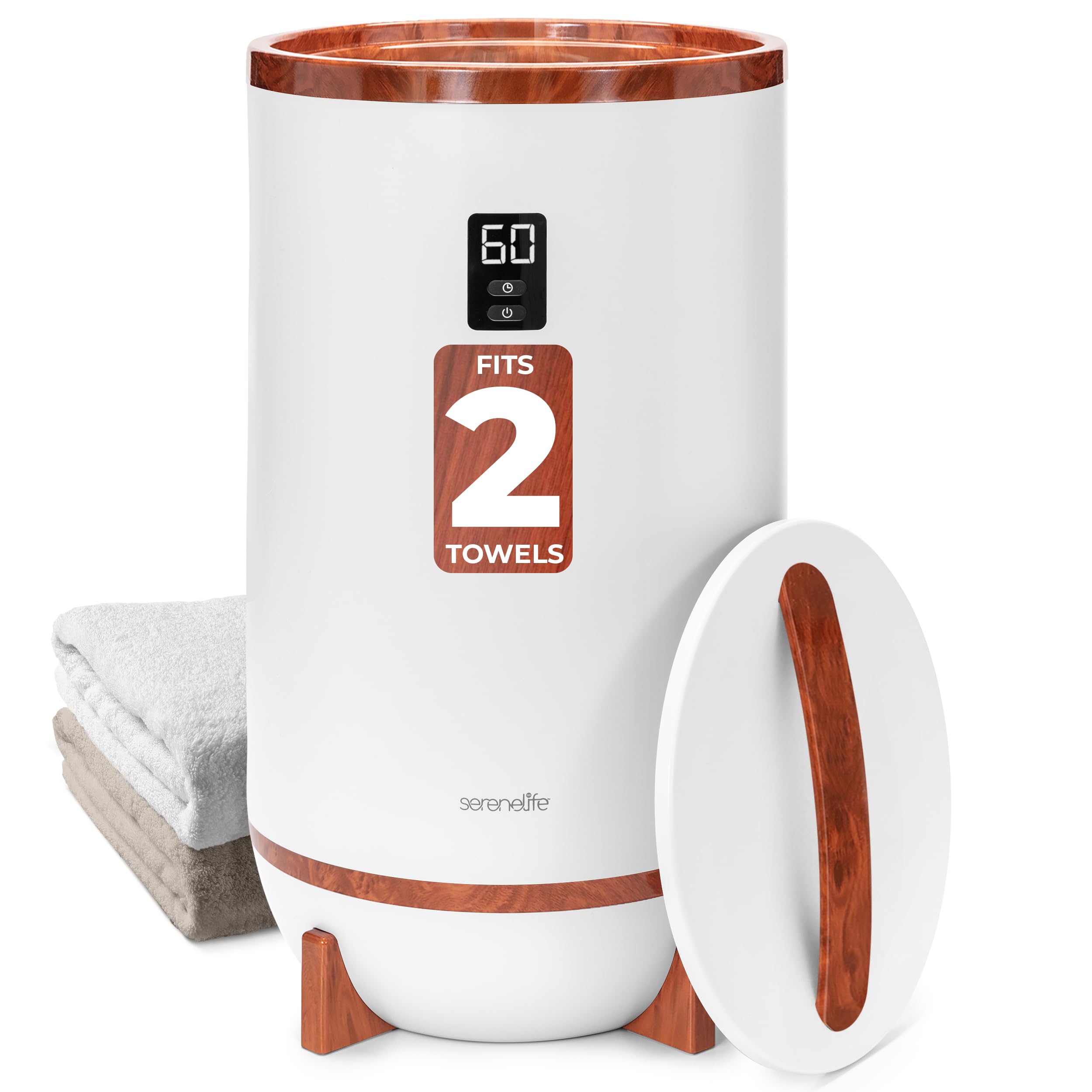 SereneLife Towel Warmer Bucket, with Customized Fragrance for Spa and Bathroom, Luxury Towel Heater Gifts for Him & Her, Auto Shut off, Fits 2 large Towels, Blankets, Bathrobes, PJ's (Cherry)