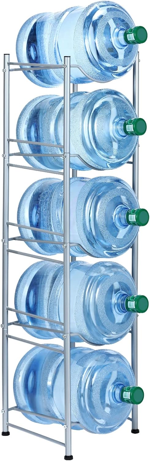 MOOACE 5-Tier Water Jug Rack, 5 Gallon Detachable Water Bottle Holder Organizer Storage Rack, Silver MOOACE 5-Tier Water Jug Rack, 5 Gallon Detachable Water Bottle Holder Organizer Storage Rack, Silver