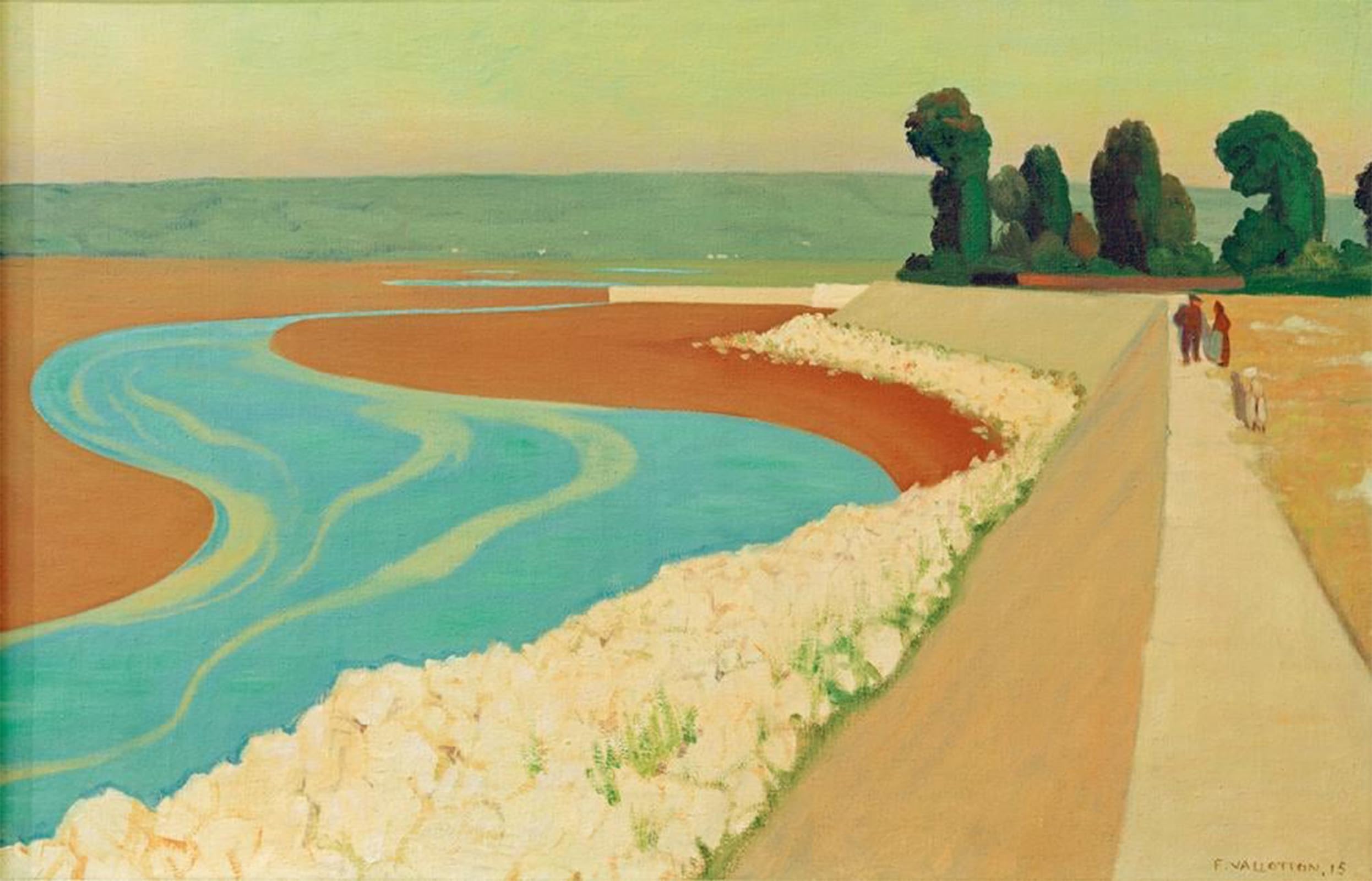 SERENDIPITP Vintage Picture Print on Canvas Wall Art Poster Honfleur dyke by Felix Edouard Vallotton Artwork Print Poster for Wall Decor 60x90cm