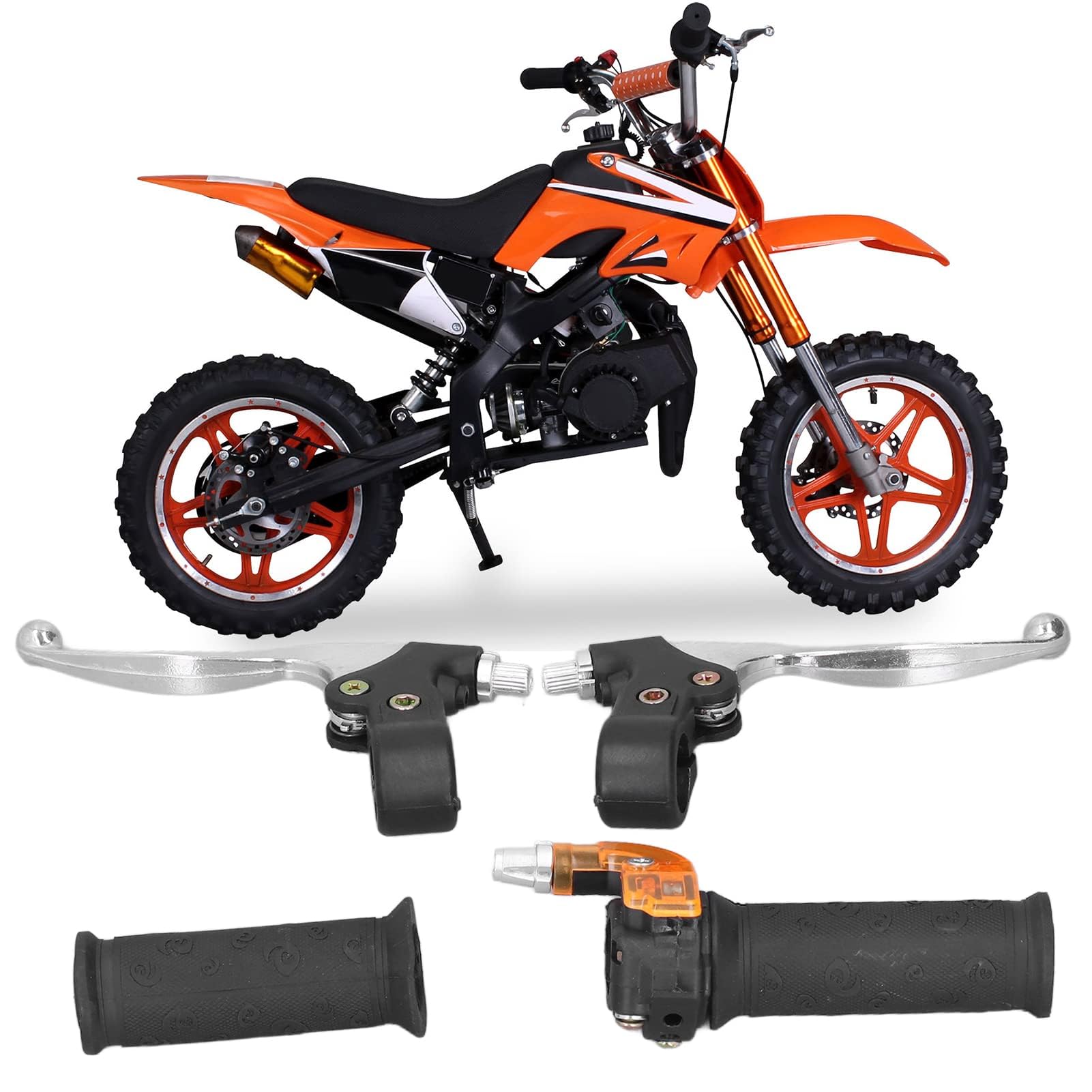 HERCHR Leve Freno Kit Maniglie Acceleratore, 22mm Antiscivolo Sinistra Destra Manopole Acceleratore Leve Freno Set Per Motociclette 47cc 49cc 2 Tempi Dirt Bike ATV