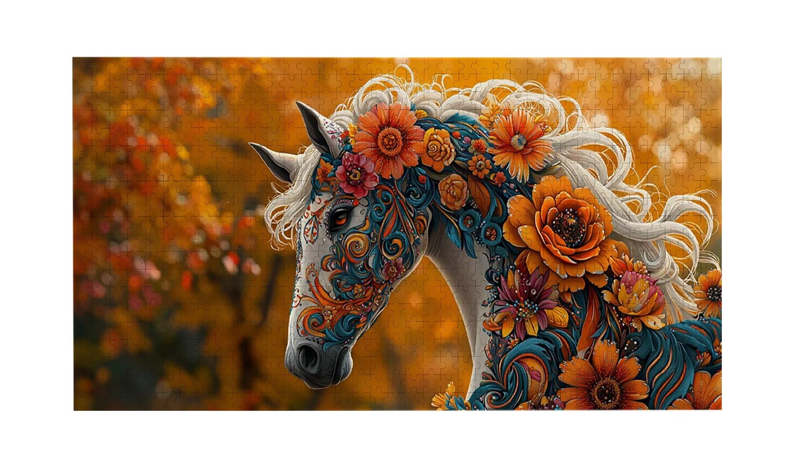Puzzle de Madera para Adultos 900 Piezas - Caballo de Flores, Obra de Arte de Juego de Rompecabezas para Adultos, Puzzle de Impresión de Alta Definición Multicolor, Pasatiempo Creativo Regalo b-457