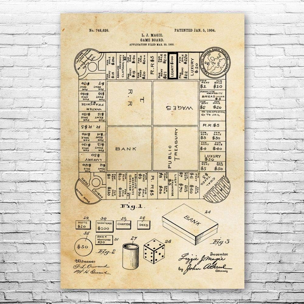 Landlords Game Poster Print, Board Game Wall Art, Game Player Gift, Game Room Art, Realtor Gift, Real Estate Art Vintage Paper (8 inch x 10 inch)