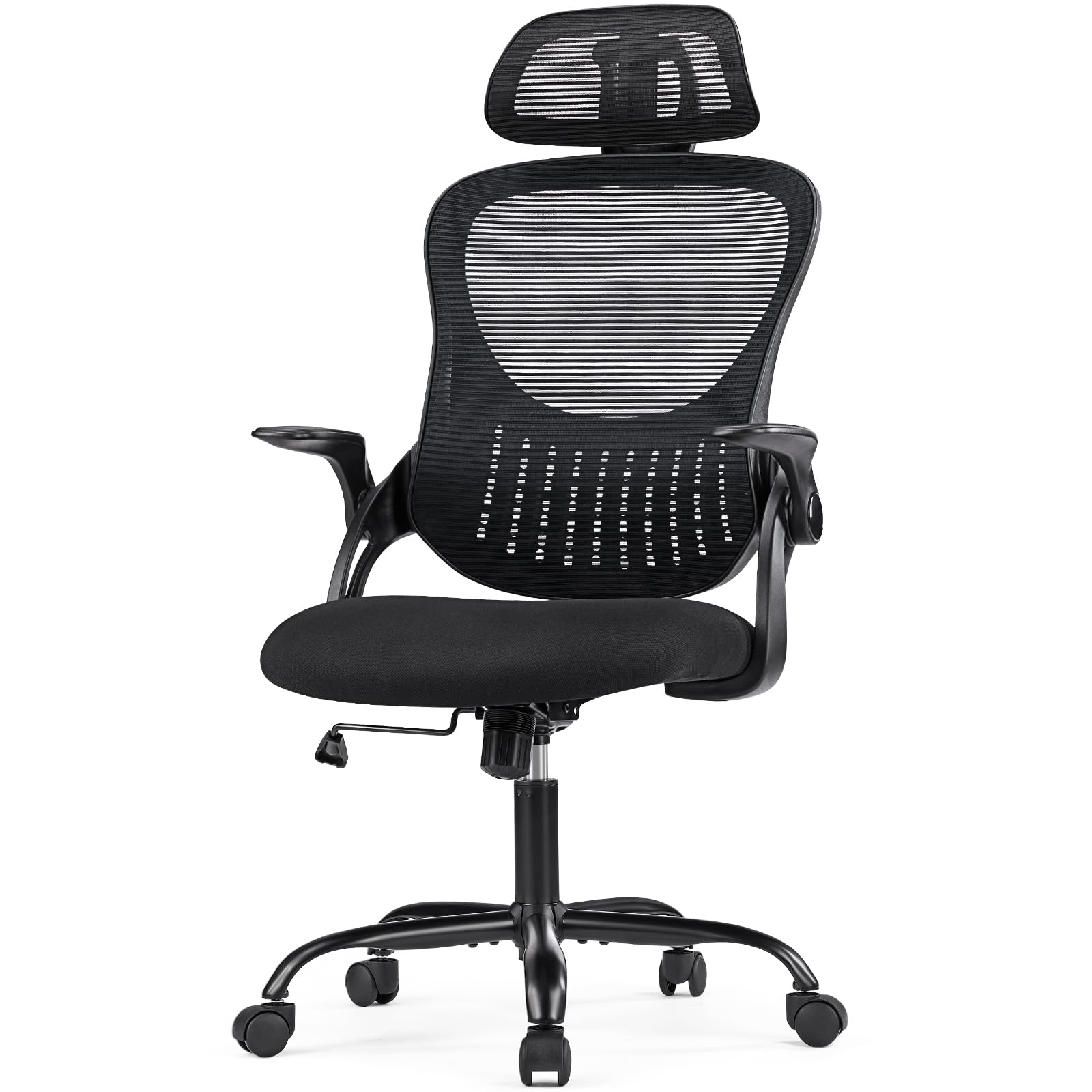 NEWBULIG Ergonomic Office Desk Chair High-Back Computer Task Mesh with Comfortable Lumbar Support Adjustable Headrest and Flip-Up Arms