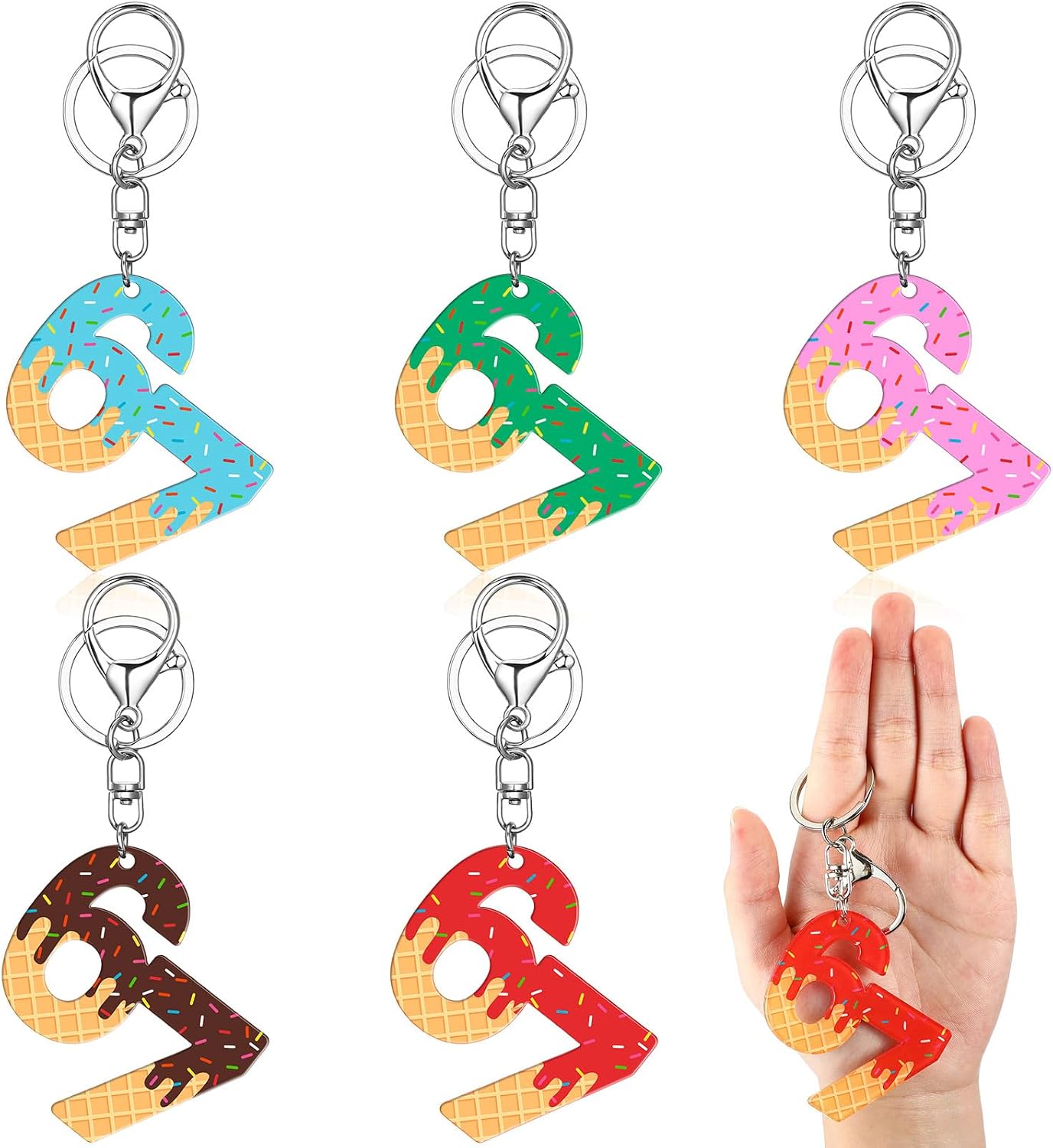 Nosiny 5 Pcs 67 Meme Keychains Acrylic 67 Popular Saying Funny Six Seven Internet Meme Keychains Backpack Charm Accessory