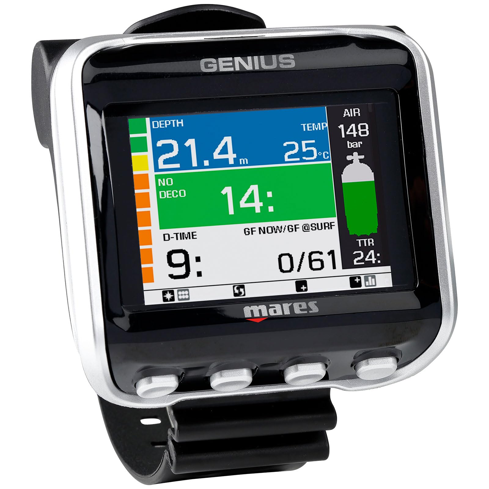 MaresGenius Scuba Dive Computer | Ergonomic Wrist-Mounted Underwater Diving Accessory with Multiple Modes | Perfect for Recreational & Technical Diving