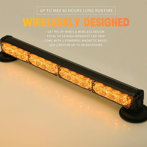 Vista 25 de BooYu Barra de luces estroboscópicas de emergencia de policía roja/azul de 19 pulgadas para camiones/vehículo/coche, mini luz de advertencia de #10