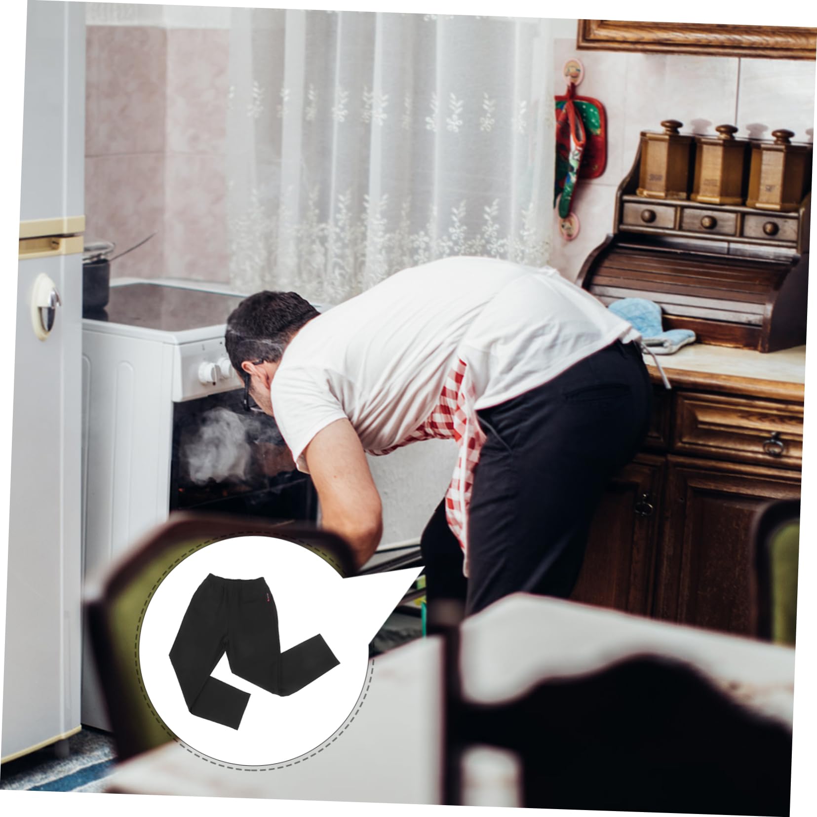 Schwarze Küchenhose für Herren Atmungsaktive Baumwolle Öl und Schmutzabweisend Einfache Reinigung für Restaurantarbeit und Küche