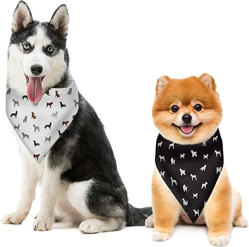 Miniatura 4 de Bandana para perro, bufanda de baberos triangulares con estampado de vaca, accesorios clásicos en blanco y negro lavable, pañuelo para perros,